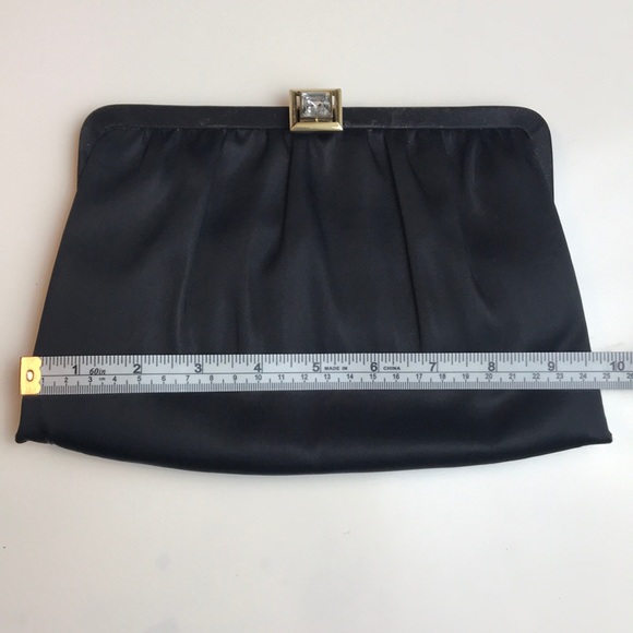 Vintage Black Satin Evening bag with crystal - Picture 7 of 7